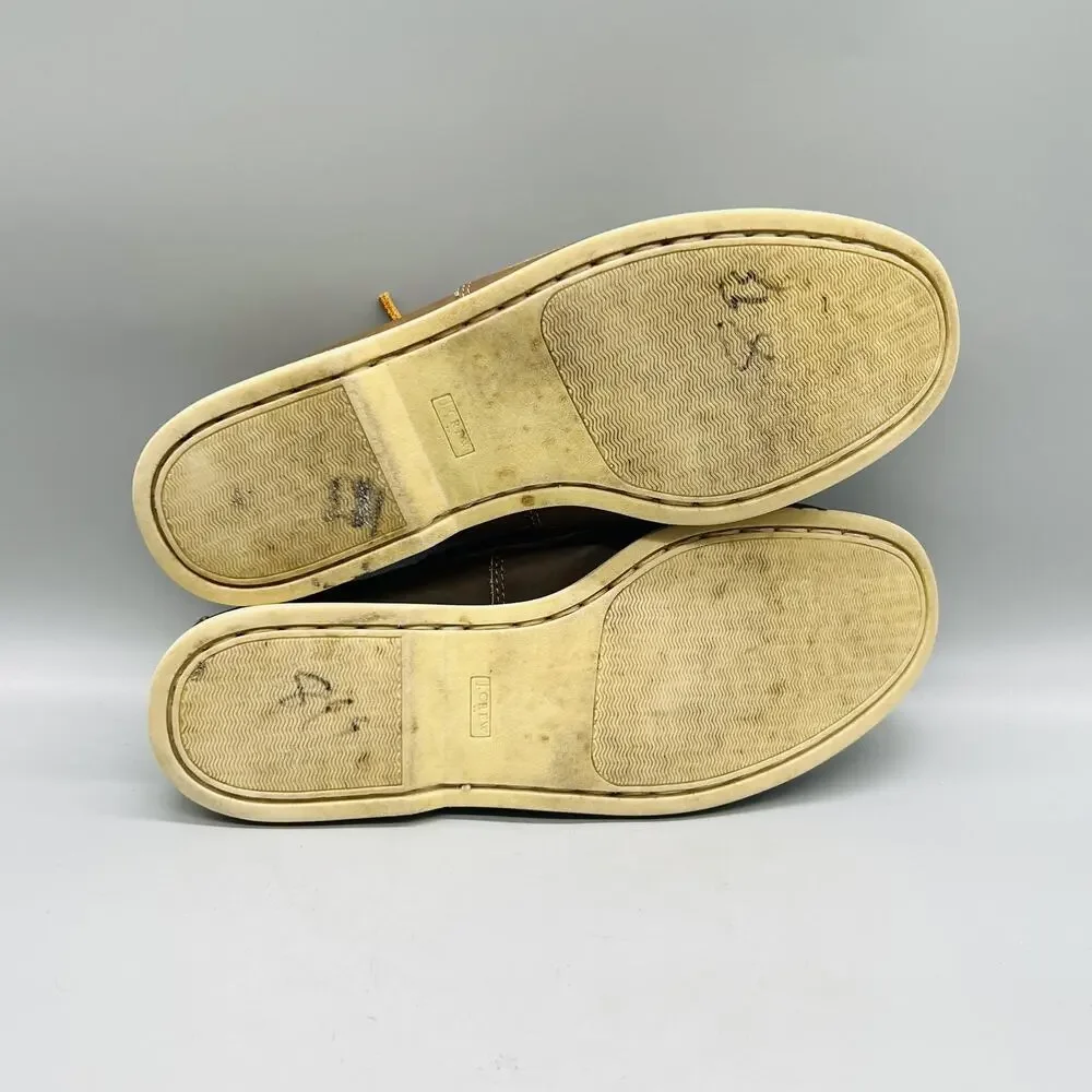 J Crew Shoes Mens 10 Brown Leather Boat Deck Moc Toe Casual Comfort Nautical